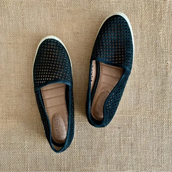 ADAM TUCKER By Me Too Flexible Black Flats Shoes Espadrille Rope Detail 7 NWOT