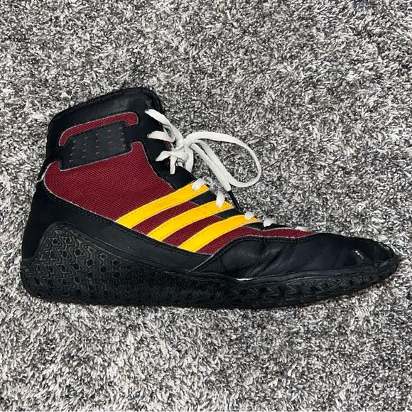Adidas Mat Wizard 3 Wrestling AQ3071 Men's Size 7 Shoes Black/Maroon/Gold MW3