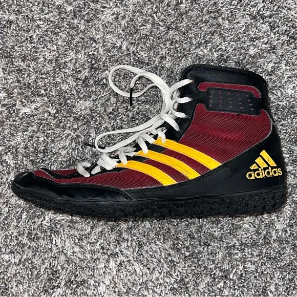 Adidas Mat Wizard 3 Wrestling AQ3071 Men's Size 7 Shoes Black/Maroon/Gold MW3