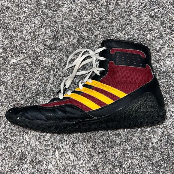 Adidas Mat Wizard 3 Wrestling AQ3071 Men's Size 7 Shoes Black/Maroon/Gold MW3