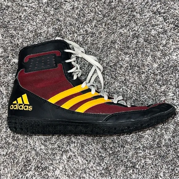 Adidas Mat Wizard 3 Wrestling AQ3071 Men's Size 7 Shoes Black/Maroon/Gold MW3
