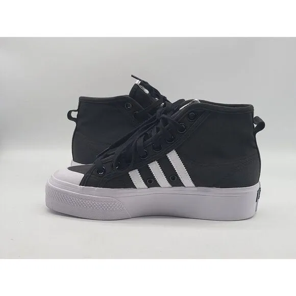 Adidas Nizza Platform Mid Mens Black White Shoes IG7833 Size 6