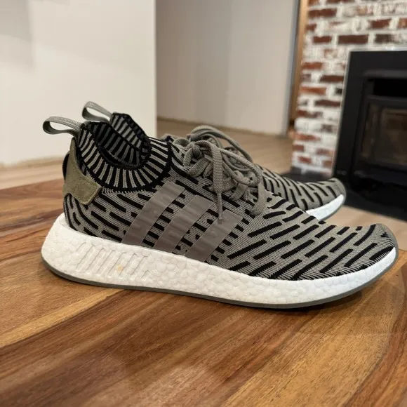 Adidas NMD R2 Primeknit Trace Cargo Olive Green BA7198 Running Shoes Sneaker 10