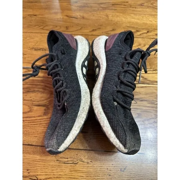 ADIDAS PureBoost Core Black/burgundy Men's Running Shoes Sz 11