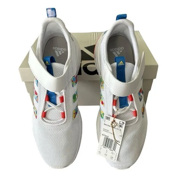 Adidas Racer TR 23 EL Big Kids 6.5 ID7920 White with Geometric Designs