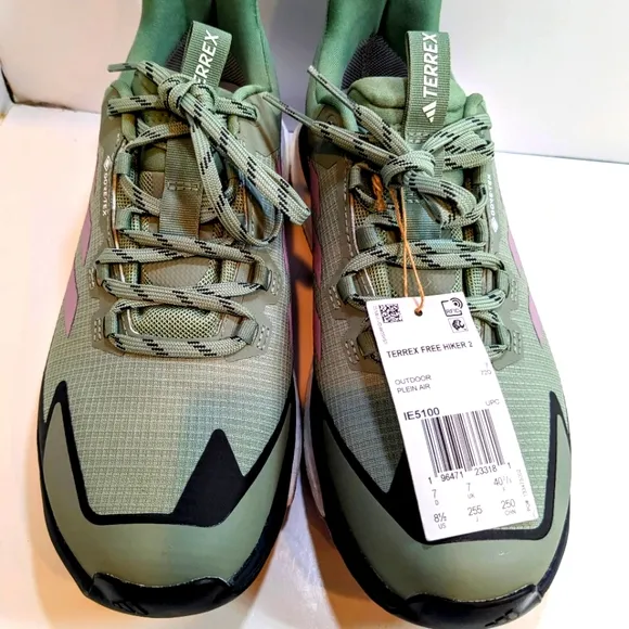 adidas Terrex Free Hiker 2.0 GORE-TEX Silver Green IE5100 Women's Size 8.5