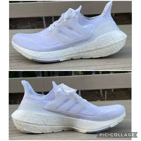 Adidas Ultraboost 21 shoes in Cloud White · Grey Three size 7
