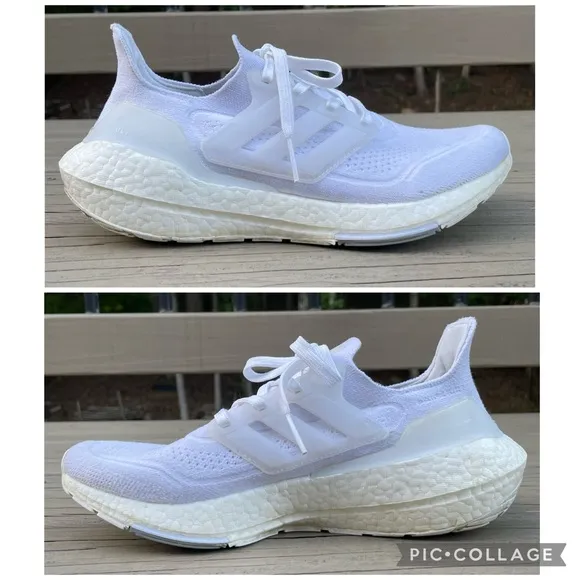 Adidas Ultraboost 21 shoes in Cloud White · Grey Three size 7