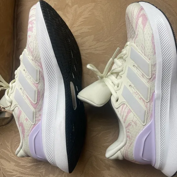 Adidas Women's running Shoes - White with purple accents. Size 8.5