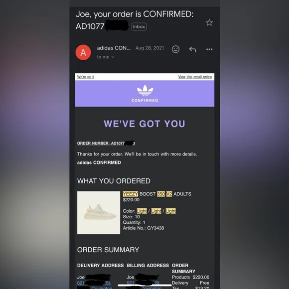 Adidas Yeezy Boost 350 V2, “Light” Color Changing Colorway, US Men’s Size 10