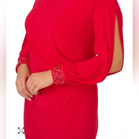 Adrianna Papell  Beaded-Cuff V-Back Dress