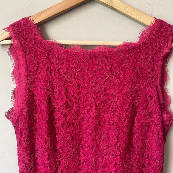 Adrianna Papell Women's Size 4 Sleeveless Lace Bodycon Pink Cocktail Mini Dress