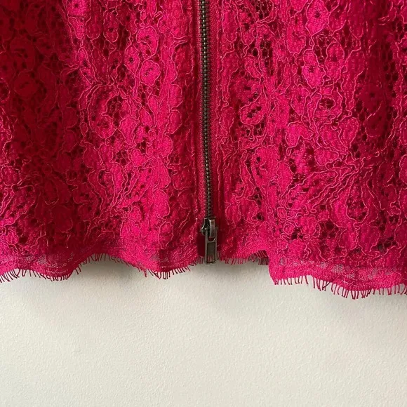 Adrianna Papell Women's Size 4 Sleeveless Lace Bodycon Pink Cocktail Mini Dress