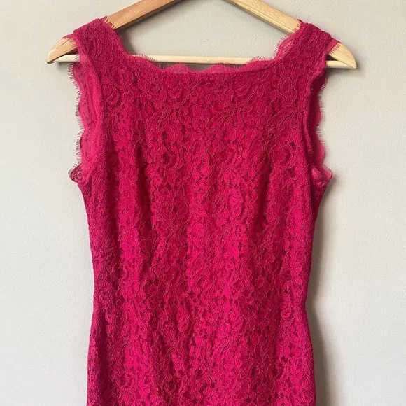 Adrianna Papell Women's Size 4 Sleeveless Lace Bodycon Pink Cocktail Mini Dress