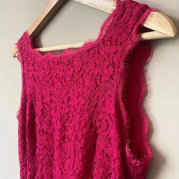 Adrianna Papell Women's Size 4 Sleeveless Lace Bodycon Pink Cocktail Mini Dress