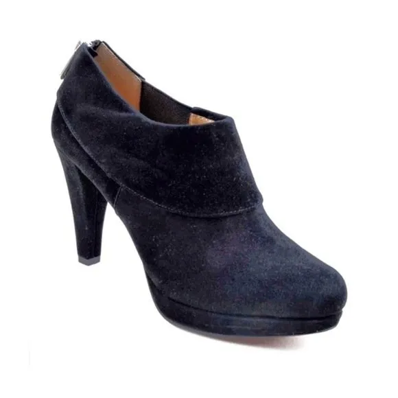 Adrienne Vittadini Ankle Boots Suede Leather Black Booties Size 9.5M New in Box