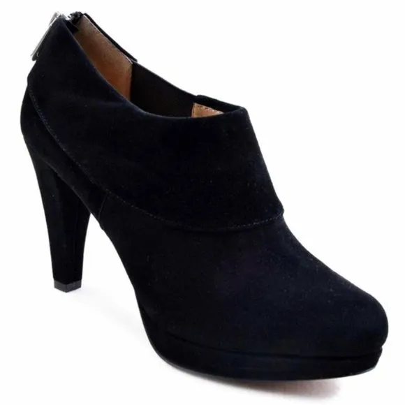 Adrienne Vittadini Ankle Boots Suede Leather Black Booties Size 9.5M New in Box