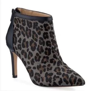 Adrienne Vittadini Calf Hair Leopard Print Stiletto Ankle Boots NWT