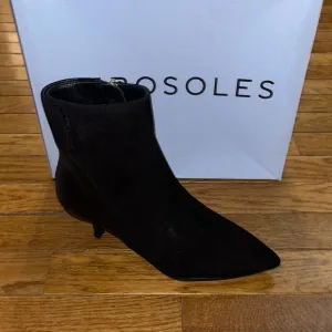 Aerosoles Leather Levanto Kitten Heel Ankle Boots All Black Women’s Size 5 NIB