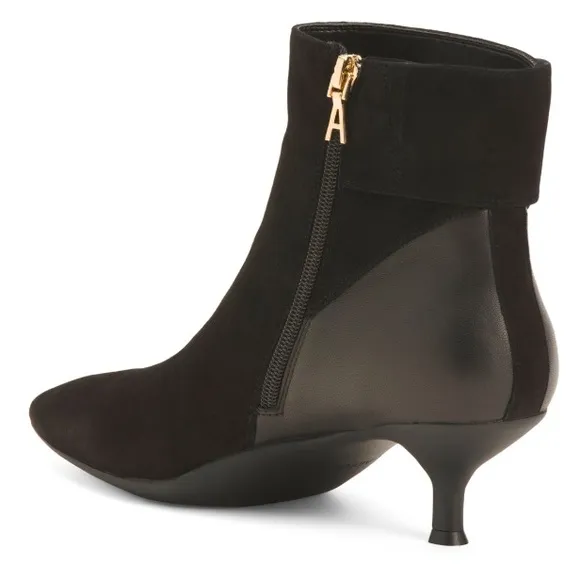 Aerosoles Leather Levanto Kitten Heel Ankle Boots All Black Women’s Size 5 NIB
