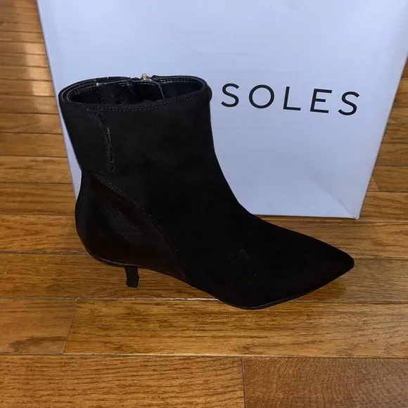 Aerosoles Leather Levanto Kitten Heel Ankle Boots All Black Women’s Size 5 NIB