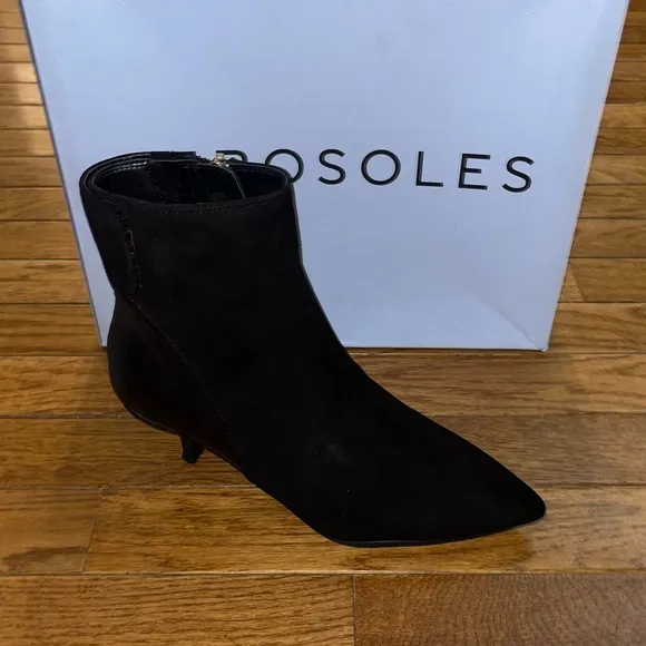 Aerosoles Leather Levanto Kitten Heel Ankle Boots All Black Women’s Size 5 NIB