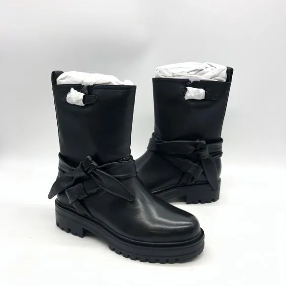 Aerosoles Women's Sabin  Ankle Motorcycle Leather Boots Black Size 8 M