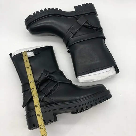 Aerosoles Women's Sabin  Ankle Motorcycle Leather Boots Black Size 8 M