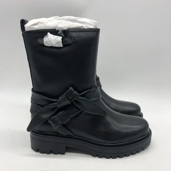 Aerosoles Women's Sabin  Ankle Motorcycle Leather Boots Black Size 8 M