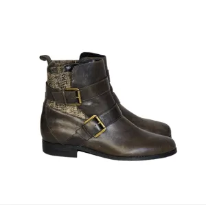 Aetrex Kara Leather Ankle Riding Boots in Iron Brown Gray Womens Size 11 M