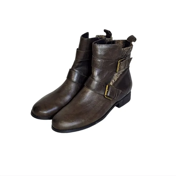 Aetrex Kara Leather Ankle Riding Boots in Iron Brown Gray Womens Size 11 M