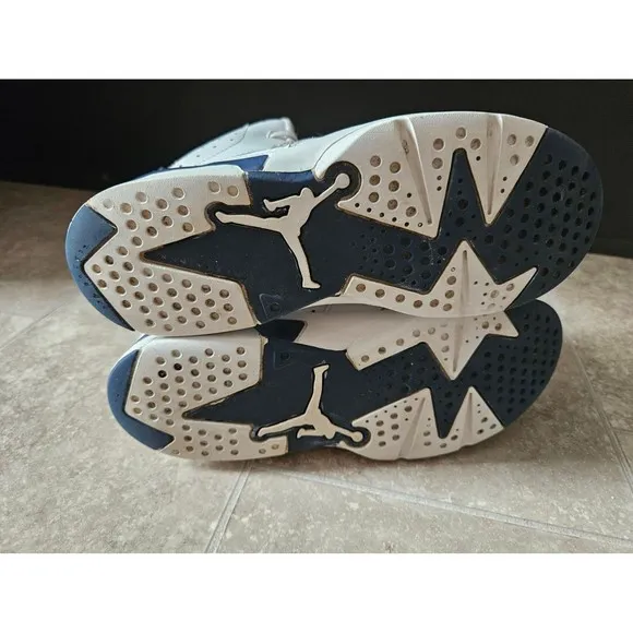 Air Jordan 6 Retro gs youth kids White Midnight Navy Sneakers 384666-141 3