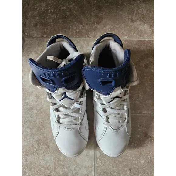 Air Jordan 6 Retro gs youth kids White Midnight Navy Sneakers 384666-141 3