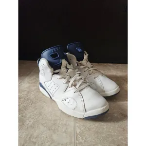 Air Jordan 6 Retro gs youth kids White Midnight Navy Sneakers 384666-141 3