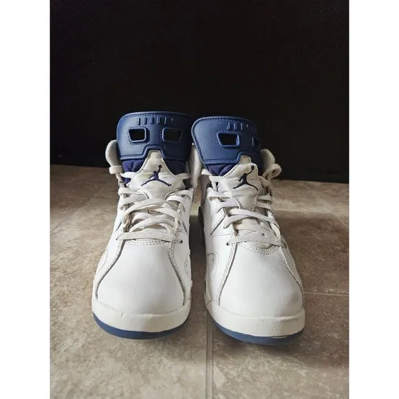 Air Jordan 6 Retro gs youth kids White Midnight Navy Sneakers 384666-141 3