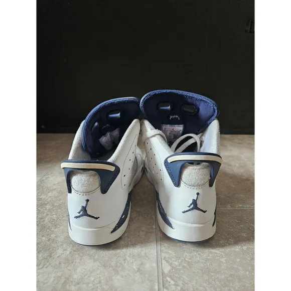 Air Jordan 6 Retro gs youth kids White Midnight Navy Sneakers 384666-141 3