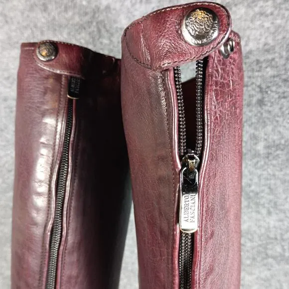 Alberto Fasciani Burgundy Leather Tall Boots Size 9