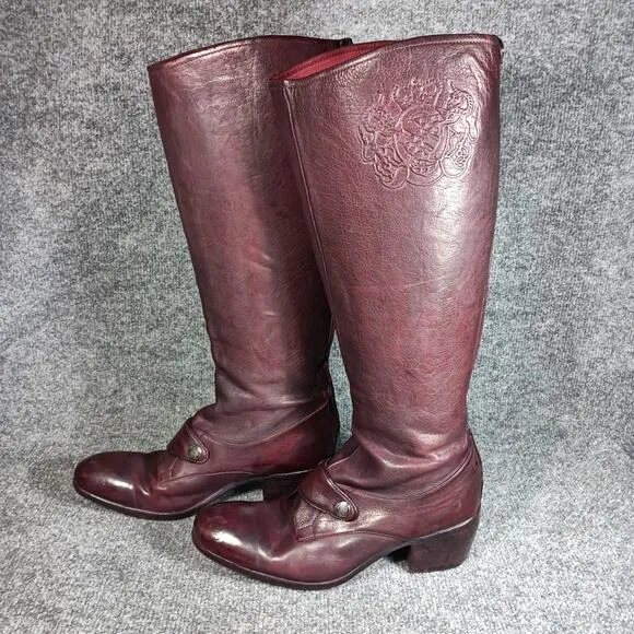 Alberto Fasciani Burgundy Leather Tall Boots Size 9
