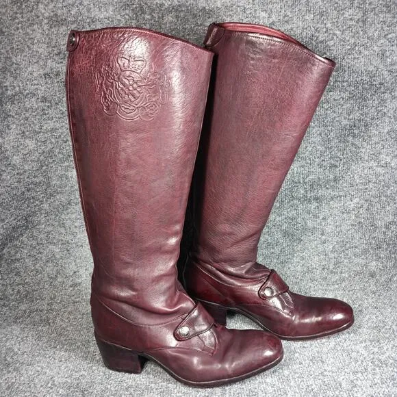 Alberto Fasciani Burgundy Leather Tall Boots Size 9
