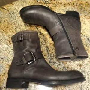 Alberto Fermani Grey Leather Moto Motorcycle Riding Boots SZ US 9 EU 39.5
