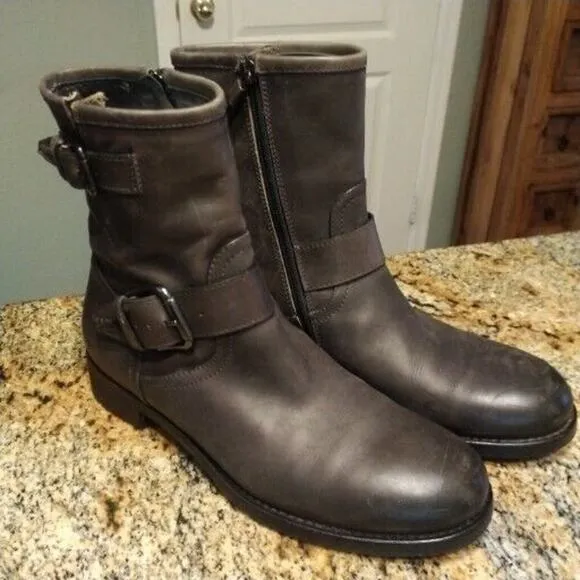 Alberto Fermani Grey Leather Moto Motorcycle Riding Boots SZ US 9 EU 39.5