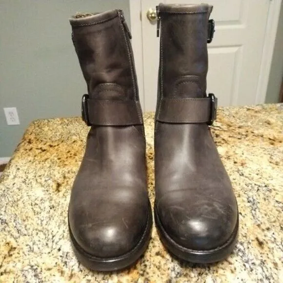 Alberto Fermani Grey Leather Moto Motorcycle Riding Boots SZ US 9 EU 39.5