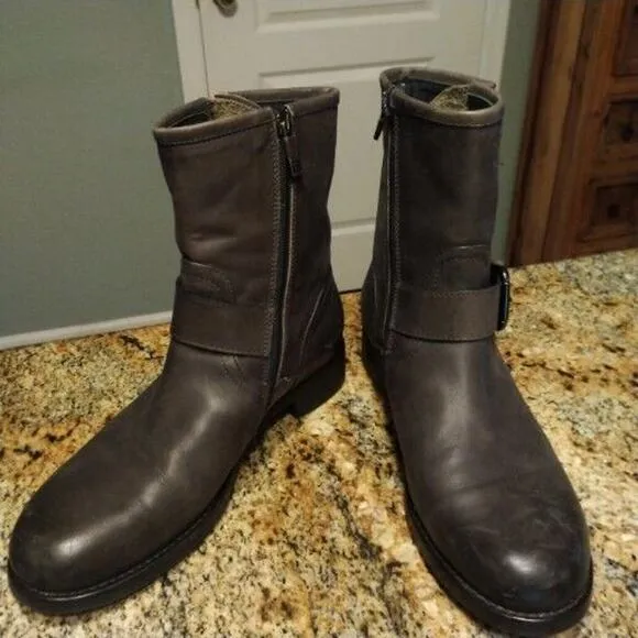 Alberto Fermani Grey Leather Moto Motorcycle Riding Boots SZ US 9 EU 39.5