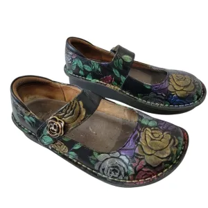 Alegria Paloma Workwomanship  Marijane Shoe Sz 35 Leather Upper Purple Floral