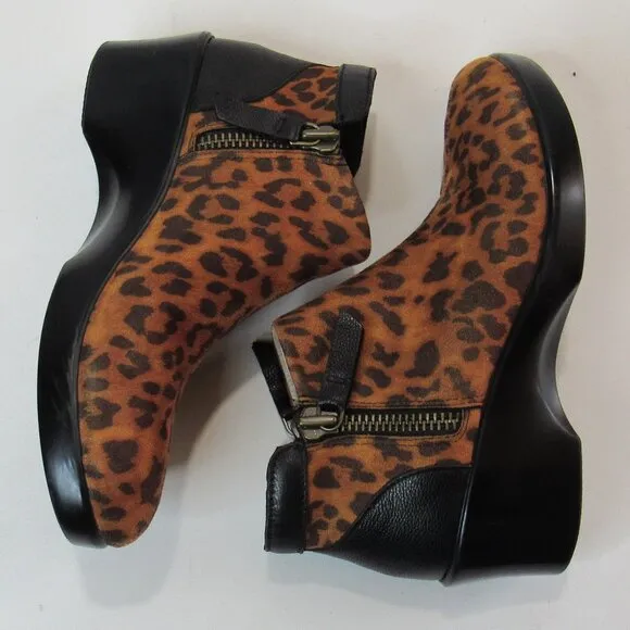 Alegria Sloan Leopard Print Women's Ankle Boot Shoes US Size 8-8.5 Eur 38