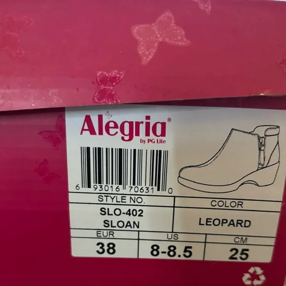 Alegria Sloan Leopard Print Women's Ankle Boot Shoes US Size 8-8.5 Eur 38