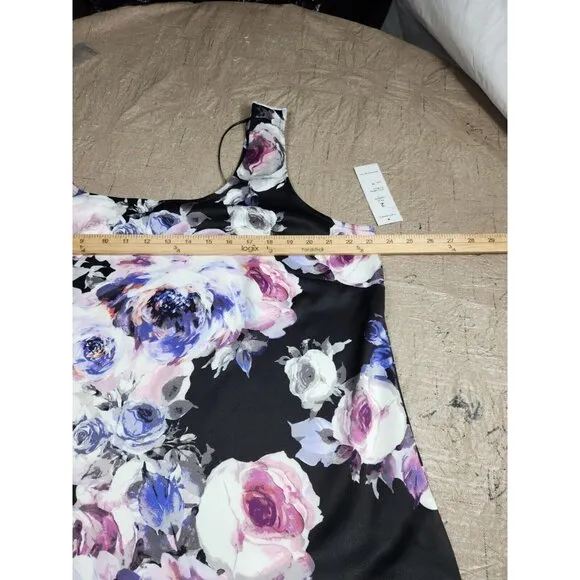 Alex Evenings Women's Jacket and Tank Size 1X Black multi floral 3/4 Sleeve (27)