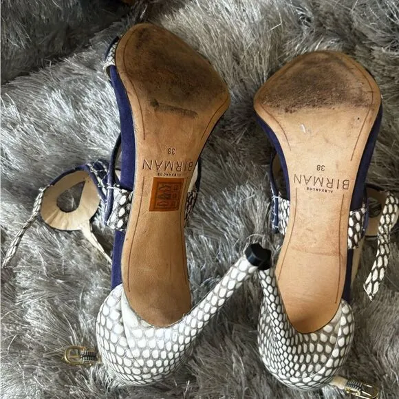 Alexandre Birman Alice shoes Suede/Snake 100mm Sandal, Bali/Mono Natural heels