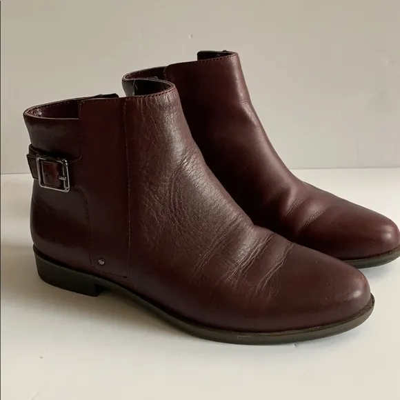 ALFANI ALF ACKE Women's Leather Burgundy Ankle Booties,Step’n Flex,Size 6.5