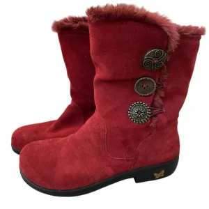 Algeria Nanook Red Licorice Suede Boots Decorative Buttons Size 39/8.5 EUC